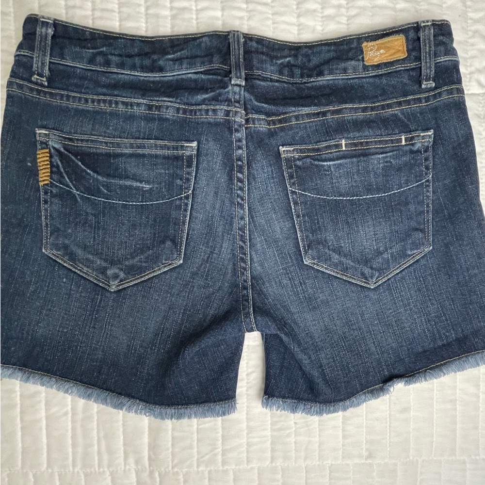 Paige Jimmy Jimmy Denim Cutoff Med to High Rise Shorts Raw Hem Blue Size 27 - Picture 5 of 8